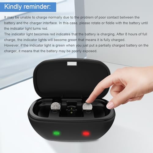 Rechargeable Hearing Aid Batteries and Charger for 312 Hearing Aid Amplifiers Battery Charger with 8 Pack 312 Button Rechargeable Batteries
