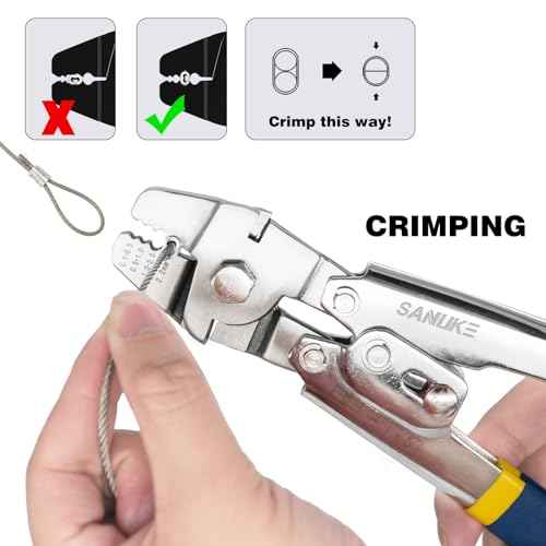 Sanuke Wire Rope Crimping Tool Kit, 100FT 1/16" Stainless Steel Cable 7X7 Strand Core, 100PCS Aluminum Crimping Loop Sleeve, 12PCS Wire Rope Thimble