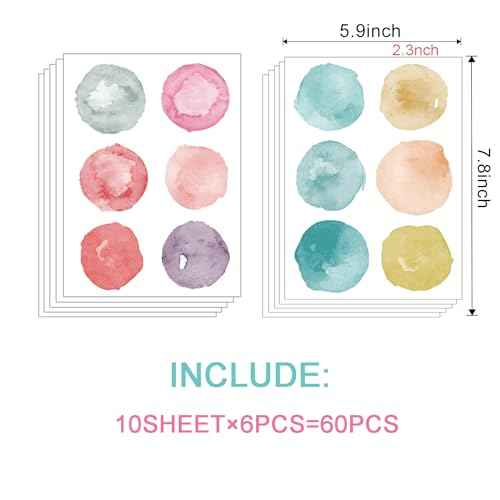 Polka Dot Wall Decals Removable Watercolor Colorful Wall Sticker for Kids Baby Girls Living Room Bedroom Playroom 60dots