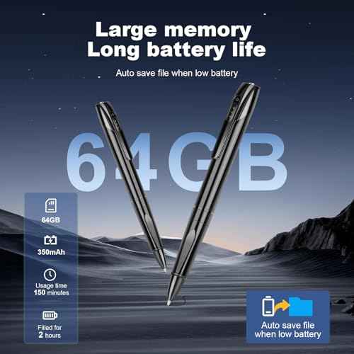 Multi-Function Camera Pen, 1080P HD Mini Camera with 64GB Card, Long Battery Life, USB Data Transfer, Includes 5 Refills