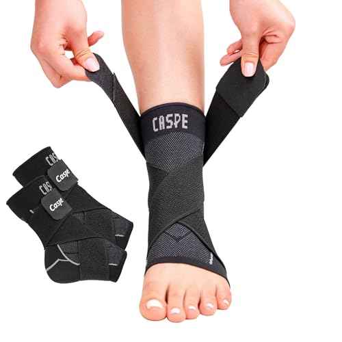 Caspe 2 Pack Breathable Ankle Brace for Women & Men with Adjustable X-Strap ? 3D Knit Compression Support, Helps with Plantar Fasciitis, Achilles Tendon, and Ankle Stability (Black, Large)