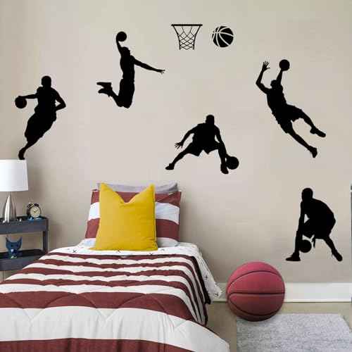 Basketball Wall Decal Large, 3D Basketball Wall Stickers, Self-Adhesive Fathead Window Decor for Teen Boys Bedroom, Living Room, Home, 34x35 Inch