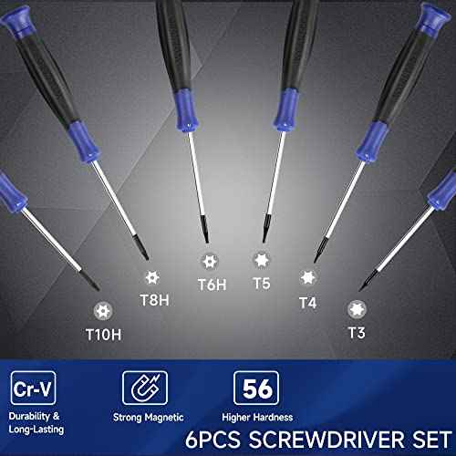 WORKPRO 12 in 1 Torx Screwdriver Set with T3 T4 T5 T6 T8 T10 Security Torx Bit & Tweezers, Precision Magnetic Screwdrivers, Pry Bars, Spudger for Eyeglass, Watch, Computer, Laptop, Phone, with Pouch