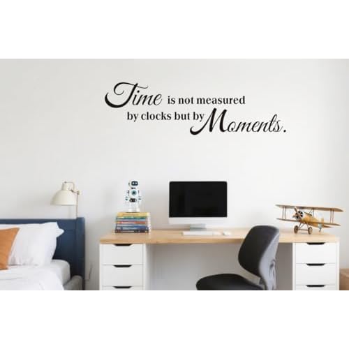 Inspirational Quote Wall Stickers,Time is Not Measured by Clocks But by Moments Motivation Saying Vinyl Removable Wall Decal for Home, Positive Words Wall Decor for School Office