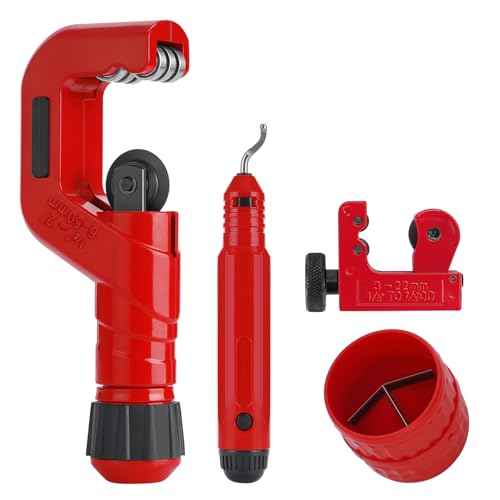 4-1 Tubing Cutter Set, Heavy Duty Pipe Cutter 1/4¡¯¡¯-2¡¯¡¯ OD, Mini Pipe Cutter 1/8¡¯¡¯-7/8¡¯¡¯OD, Mini Copper Pipe Cutter with Deburring Tool, PVC/Aluminium/Plastc Pipes, Suitable for repair & DIY workers