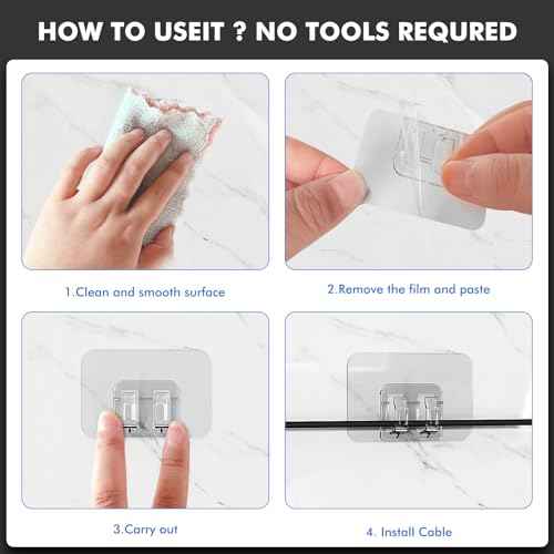 Hooks for Outdoor String Lights - 300 Pack with Adhesive Strips - No Damage, No Tools, No Holes, Waterproof and UV-Resistant, Perfect for Christmas and Patio Decor
