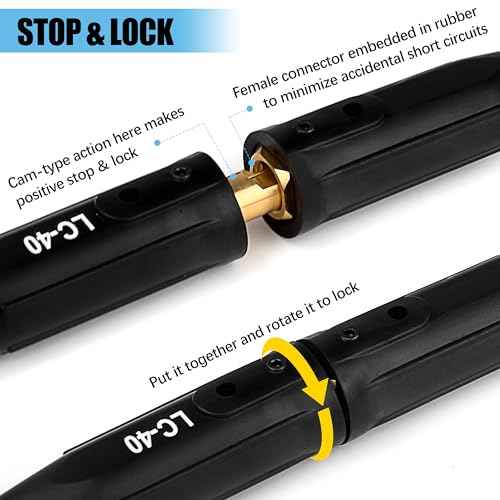 Welding Lead Connectors, 3 Pack LC-40 Welding Cable Connector, Positive Cam Twist-Lock Insulated Connector Pair(Male/Female), Welder Lead Connectors, Welder Cable Connectors, Welding Lead Ends