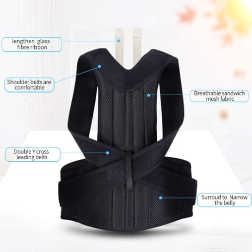 XS-5XL Plus Size Posture Corrector Back Brace Upper And Lower Back Support Women Men Shoulder Straightener Student Teenagers Scoliosis Hunchback Correction Posture Trainer ( Color : Black , Size : 5X-