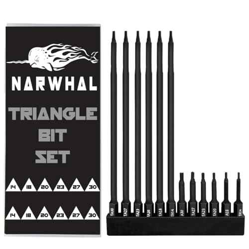 Triangle Bit Set (12 Pack - 2" and Extra Long 6") Magnetic Heads in The Following Triangle Screwdriver Sizes: TA14, TA18, TA20, TA23, TA27, & TA30