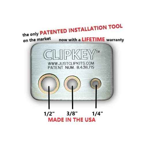 Just Clips - 5 Sets Each, 1/4", 3/8" & 1/2" Retainer Clips and O-Rings with one Patented ClipKey, The only Installation Tool That Works with 1/4", 3/8" & 1/2" Snap Rings.