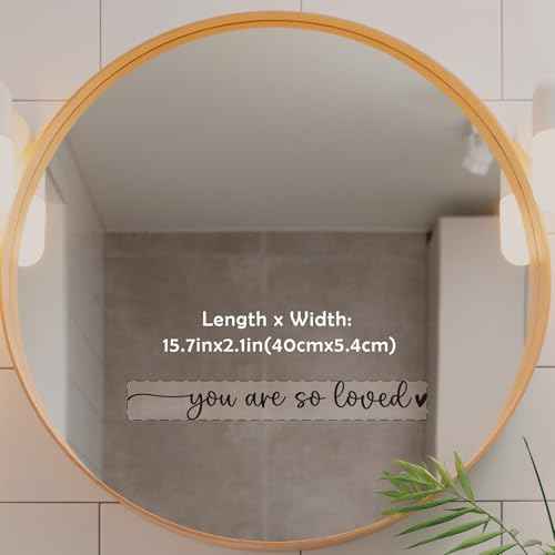You are so Loved Mirror Decal Vinyl Decal, Bathroom Wall Decals, Mirror Sticker for Girls, Positive Affirmation Decal for Girls Room Bedroom, 15.7x2 inch (Vinyl Decal Without Mirror)