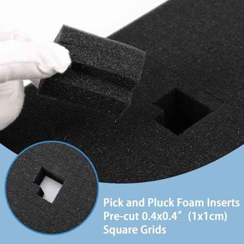 Coengwui Pick and Pluck Foam Inserts, Pre-cubed Pick Apart Sheets for Crafts Toolbox Game Box Camera Cases Drawer Storage (4Pcs 12 x 12 x 2 Inch)