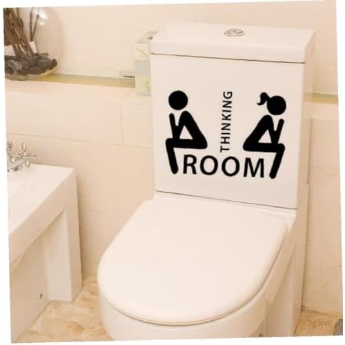 Black Funny Toilet Decals Wall Decor, Removable Thinking Room Ladies Gents Stickers Mural for Washroom Bathroom Wc Sign Home DecorationDeft Processed Toilet Accessories