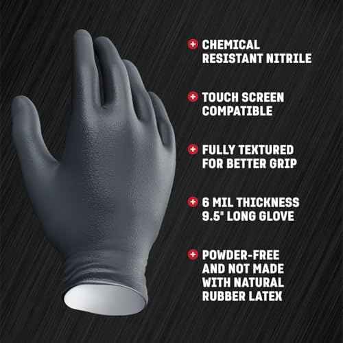 Venom Steel Industrial Nitrile Gloves, Chemical Resistant Disposable Black Gloves, Latex-Free, Powder-Free, Textured Grip, Heavy Duty Two-Layer Protection, 6 mil, XXL, (Pack of 90)
