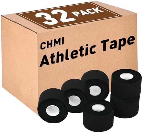 CHMI Athletic Tape,Black Sports Tape (32 Pack), 320 Yards Rolls Very Strong Easy Tear NO Sticky Residue Best Tape for Gymnastics Climbing Bat Injuries Medical (1.5 Inch X 320 Yards).