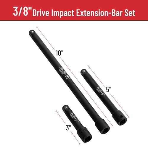 Bates- Impact Extension Bar Set, 3/8" Drive, 3 pcs, 3", 5", 10", 3/8 Ratchet Extension Bar