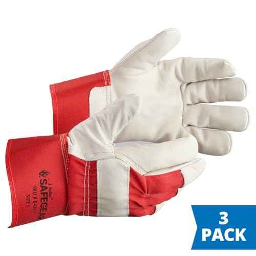 J. J. Keller SAFEGEAR Red Cowhide Leather Work Gloves - 3 Pairs