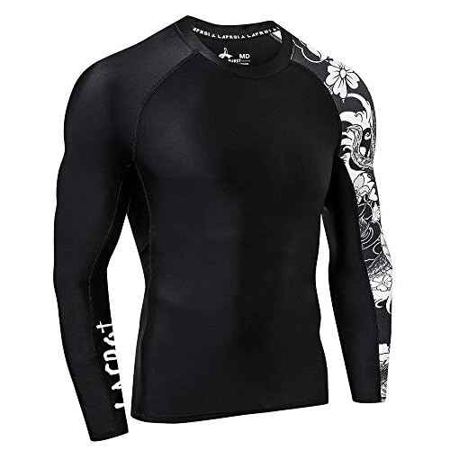 LAFROI Men's Long Sleeve UPF 50+ Baselayer Skins Performance Fit Compression Rash Guard-CLYYB