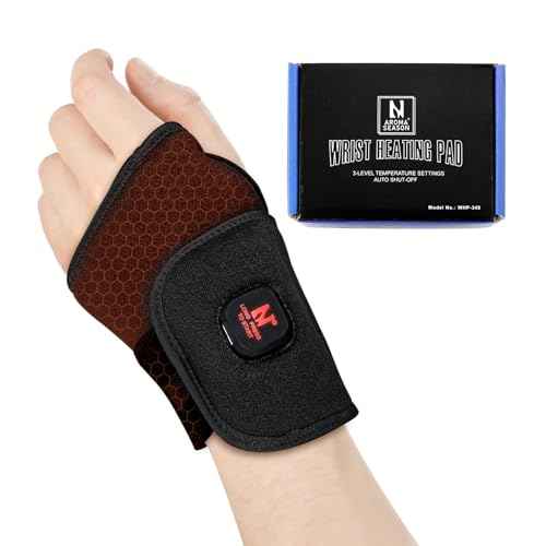 Aroma Season Heated Wrist Wrap, Carpal Tunnel Relief Heating Pad Cordless, Heating Wrist Hand Wrap Brace, De Quervain¡®s Tenosynovitis Brace 3000 mAh Rechargeable Battery (Black)