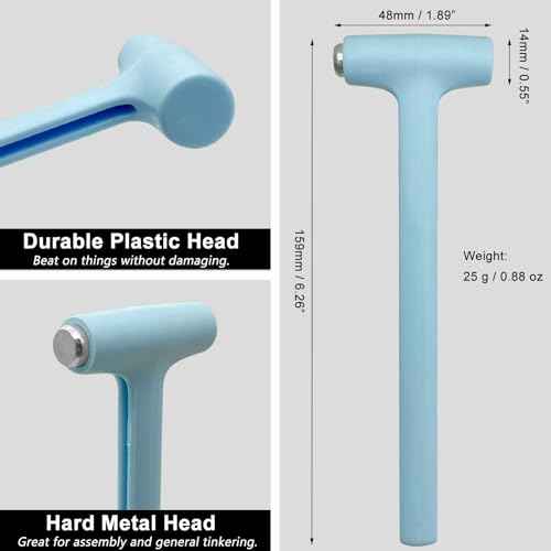 Small Hammer for Toy Building Sets, Lightweight Mallet for Women and Children, Small Size Hammer for Crafts, Watch, Jewelry, Toys, DIY, Leather, Blue, 2PCS