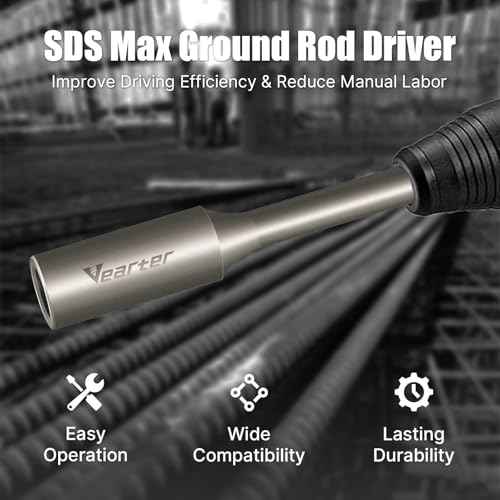 SDS MAX Shank T-Post Driver for 1'' Ground Rods, 40CrMo Steel Adapter Bits for All SDS-MAX Rotary Hammer Drill, Heavy Duty One-Piece Tool for Driving T-Posts, Fence Posts