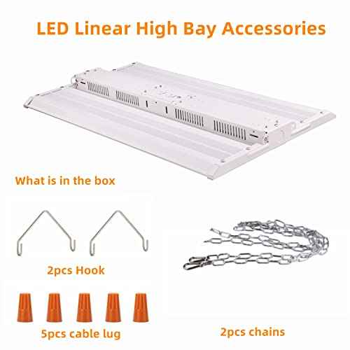 165W LED Linear High Bay Light Fixture, 2FT 22280LM(135LM/W) 5000K Daylight LED Workshops Light,100-277V, 0-10V Dimmable UL Warehouse Lighting for Exhibition hall, Supermarkets, 5 Years Warranty