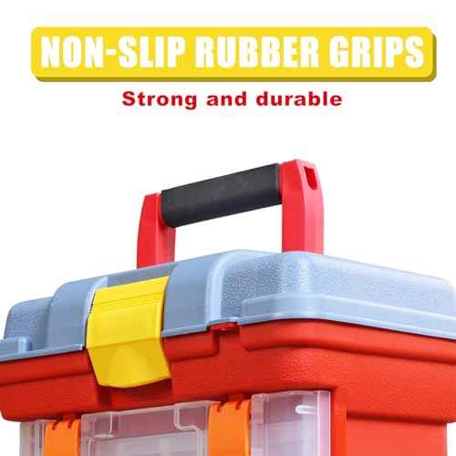 BIG RED AG2154CR Tackle Box Organizer: Portable Storage Tool Box with 4 Drawers and 19 Compartments Each for Hardware, Fish Tackle, Beads and more, Red