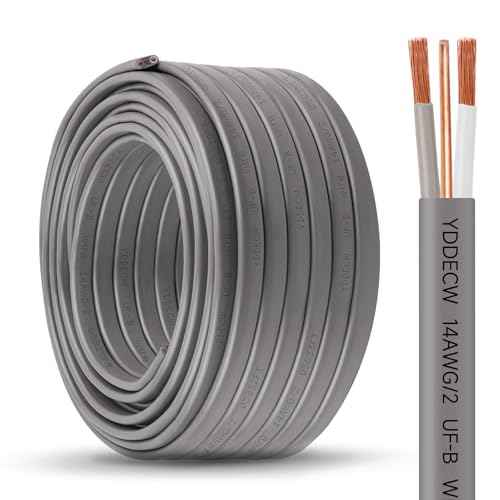 14/2 UF-B Wire - 75FT 100% Pure Copper 14AWG 2 Connector Direct Burial Electrical Cable 14 Gauge for Underground Feeder Wet or Corrosive Locations Indoor & Outdoor etc