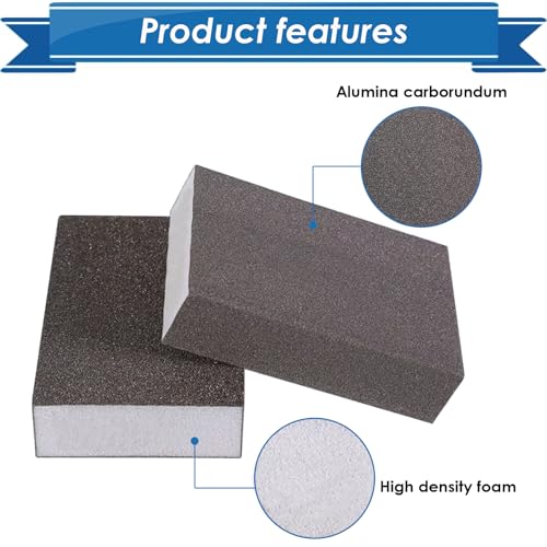 6Pcs Sanding Sponge 120 Grit Sanding Block Washable and Reusable for Wood, Metal, Wall Polish