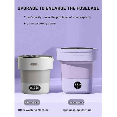 Portable Washing Machine, Mini Washer,16L Upgraded Large Capacity Foldable Washer.Deep Cleaning of Underwear, Baby Clothes and Other Small Clothes.Suitable for Apartments, Dormitories, Hotels.(Purple)