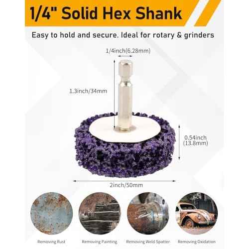 Paint Stripper Discs, 2" Effective Paint Remover for Metal, 5 PCS Quick Change Paint Eater with 1/4" Hex Shank, for Grinding Wood, Metal, Plastic and Fiberglass.