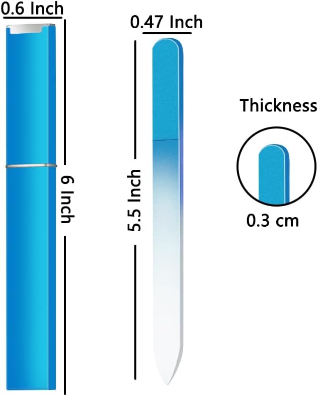 3 Pack Glass Nail Files for Natural Nail Professional Crystal Fingernail Files Double-Sided Etched Gentle Nail Care for Women Adults Black,White,Blue