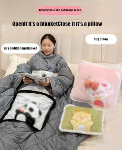 Lazy Sleeve Quilt - Winter Thick And Warm Wearable Blanket, Multi Functional Detachable Single Tv Sleepwear, Warm Full Body Tv Wrapping Blankets, Suitable For (Size:100 * 150 cm/39 * 59 in,Color:grey)
