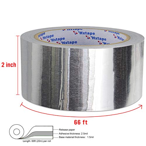 HVAC Tape, Aluminum Tape, 4mil 2 in x 66ft, foil Tape for ductwork, for Metal Repair Insulation Tape, (Silver)