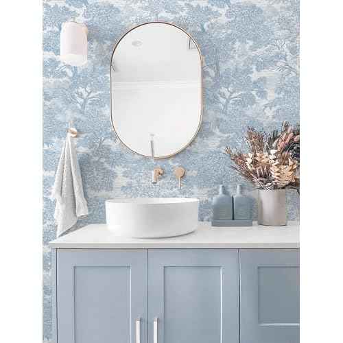 Safiyya Peel and Stick Wallpaper Blue Tree Contact Paper 78.7" x 17.3" Wall Paper Modern Forest Self Adhesive Removable Wallpaper for Bedroom Bathroom Vinyl Rolls