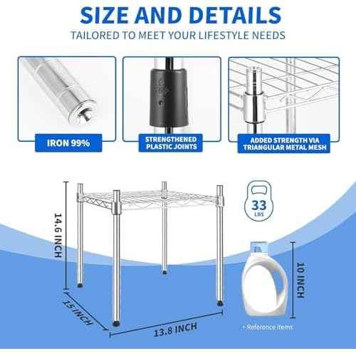 Simple Deluxe 1-Tier Shelving Unit, 15" W x 15" D x 13.8" H Wire Metal Storage Rack, Chrome