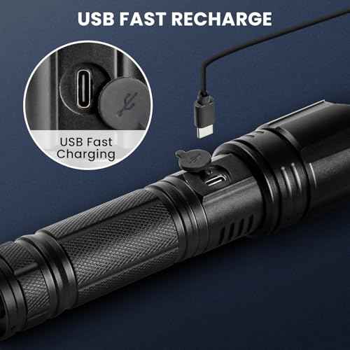 Rechargeable LED 90,000 Flashlights High Lumens, 2 Pack Super Bright Flash Light with 5 Modes, High Powered Handheld Flashlight for Home Camping Hiking Night Work