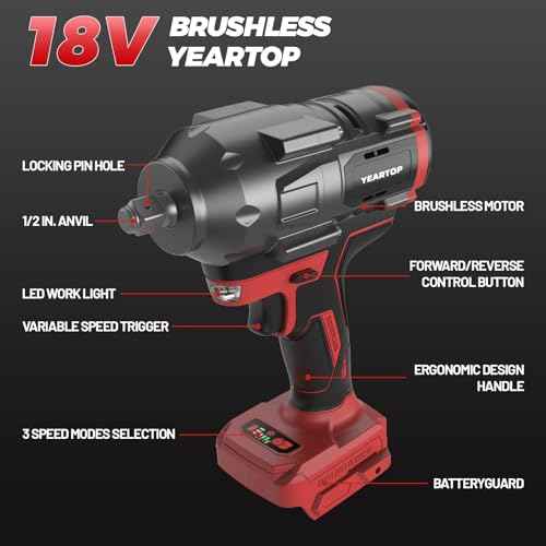 Cordless Impact Wrench 1/2 inch for Miwaukee 18V Battery, 900Ft-lbs(1200N.m) Brushless Impact Driver with 4-Mode Speed, High Torque Impact Gun with 6 Sockets, LED Work Light (Battery NOT included)