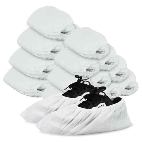 Shoe Covers Disposable 200Pack(100Pairs) White Shoe Booties Cover Non Slip for Home Floors Carpet,fits up to US Women 12 and Men 11