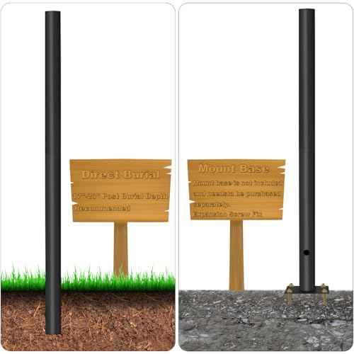 Accessories 3" x 84" Outdoor Light Post in Black for for Outdoor Residential Porch, Terrace, Courtyard, Garden, Driveway, Family Lawn,Walkway