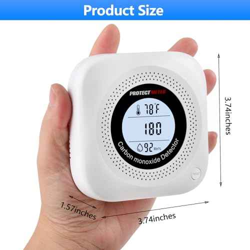 Carbon Monoxide Detectors,2 Pack 3in1 Portable Carbon Monoxide detectors Plug in Wall for Travel, CO Alarm/Monitor for Home/Hotel Room/RV with AC Socket with Temperature & Humidity Detectors