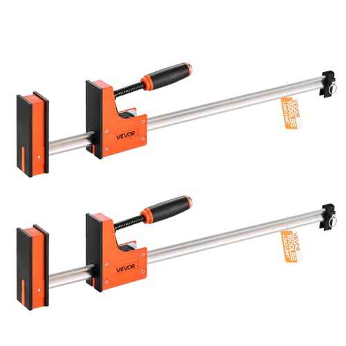 VEVOR Bar Clamps for Woodworking, 2-Pack 30 inch Parallel Clamp Set, F-Clamp with 1500 lbs Load Limit, Even Pressure, High-strength Plastic and Carbon Steel, for Woodworking Metal Working, Orange