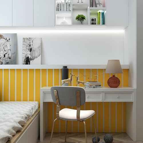YENHOME Yellow Wallpaper Border Peel and Stick Mirror Frame Border Removable Waterproof Wallpaper Trim for Bathroom Kids Bedroom Bulletin Board Yellow Sticker for Bulletin Board Decoration 3"X236"