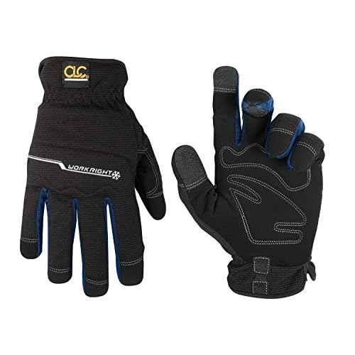 Custom LeathercraftL123L Workright Cold Weather Insulation Flex Grip Work Gloves, Shrink Resistant, Improved Dexterity, Tough, Stretchable, Excellent Grip , Black , Large