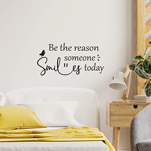 Vancetyno Be The Reason Someone Smiles Today Vinyl Wall Decal Inspirational Quote Wall Art Decal for Office Living Room Bedroom Nursery Classroom Home Decor
