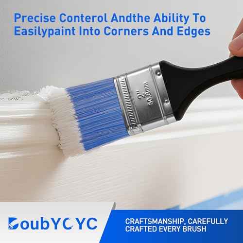 Paint Brushes, 6 Pack 2 Inch Paint Brush, Plastic Handle Flat Paint Brushes for Walls, Furniture and DIY Paint, Professional Paint Tools