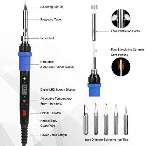 Soldering Iron Kit, 80W 110V LCD Digital Welding Tools, 356-896¢µ(180-480¡É), Portable Adjustable Temperature Solder Irons, for Metal, Jewelry, Electric Repairing, DIY