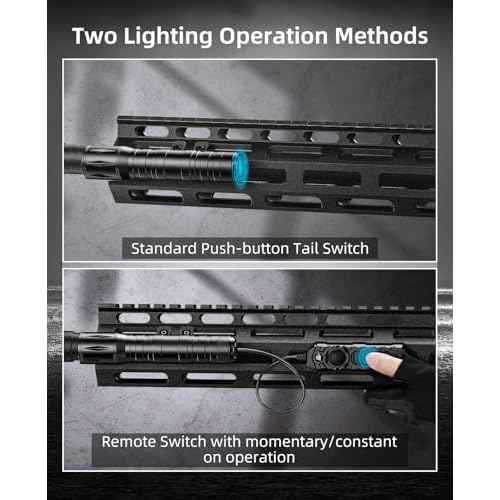 EZshoot 1800 Lumens Tactical Rifle Flashlight with Pressure Switch, Tactical Flashlight for Rifle Compatible with M-Rail, Rifle Flashlight with Strobe Mode for Home Defense, Hunting