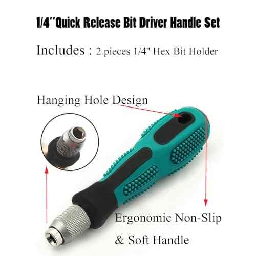 Bit Driver Handle,2 Pieces 1/4 inch Hex Quick Release Change Handle,6.35mm Hex Screwdriver Bit Holder Handle Set with Non-slip Handle Screwdriver Bit Holder