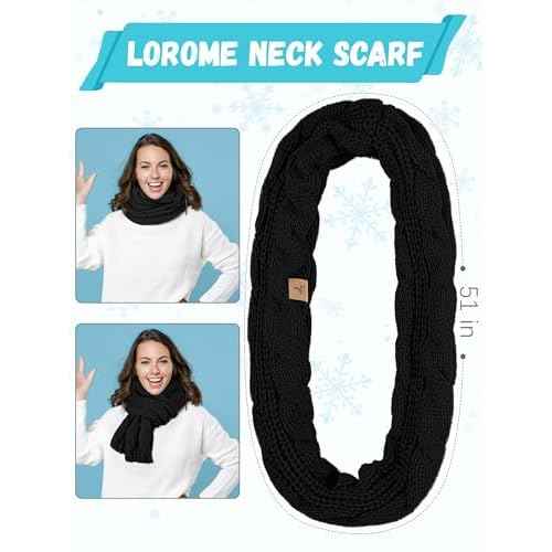 Winter Hat Scarf Gloves and Ear Warmer, Warm Knit Beanie Hat Touch Screen Gloves Set Winter Gifts Neck Scarves for Women